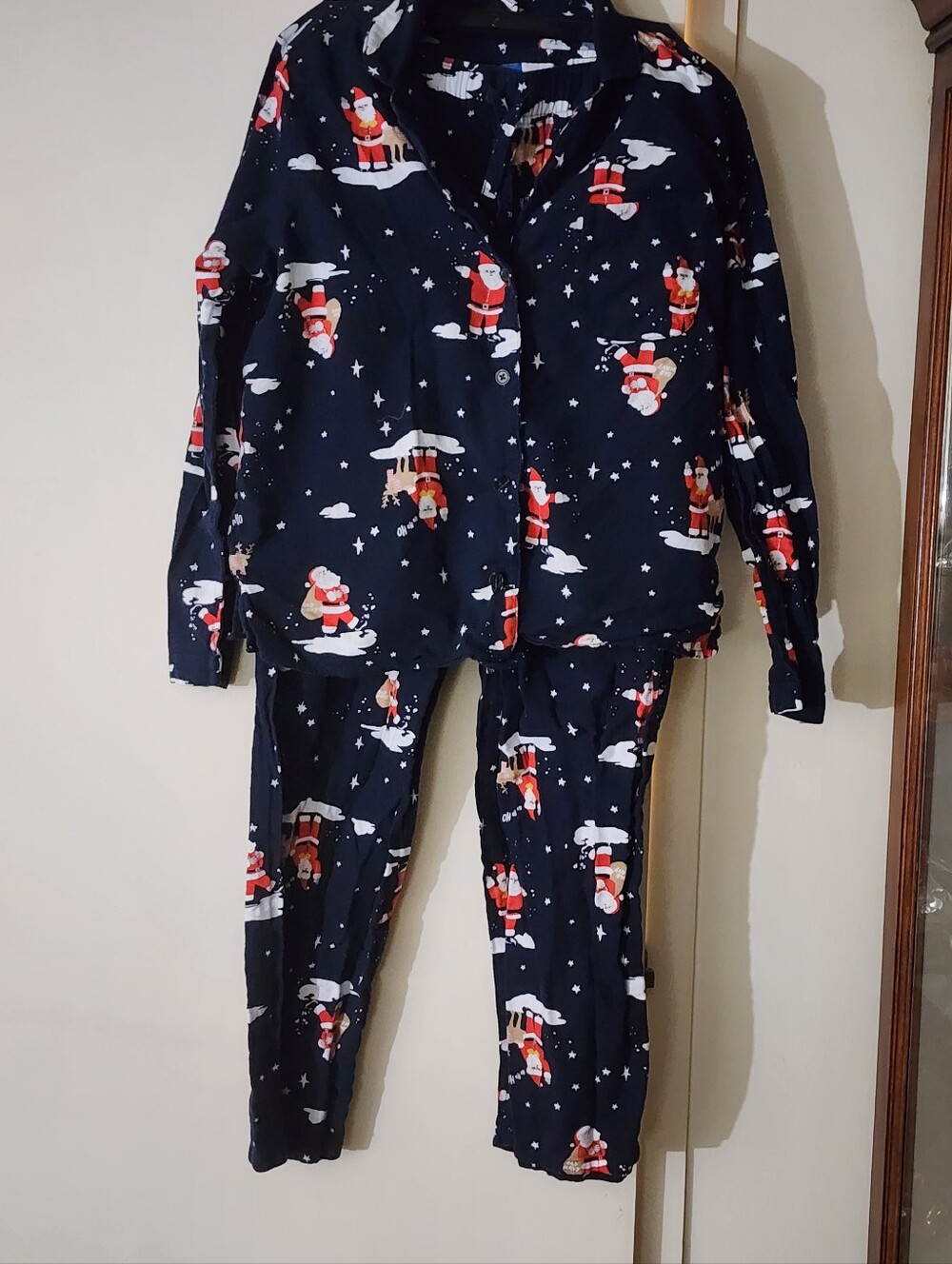 Old Navy Navy Santa Print Women's Pajama Set